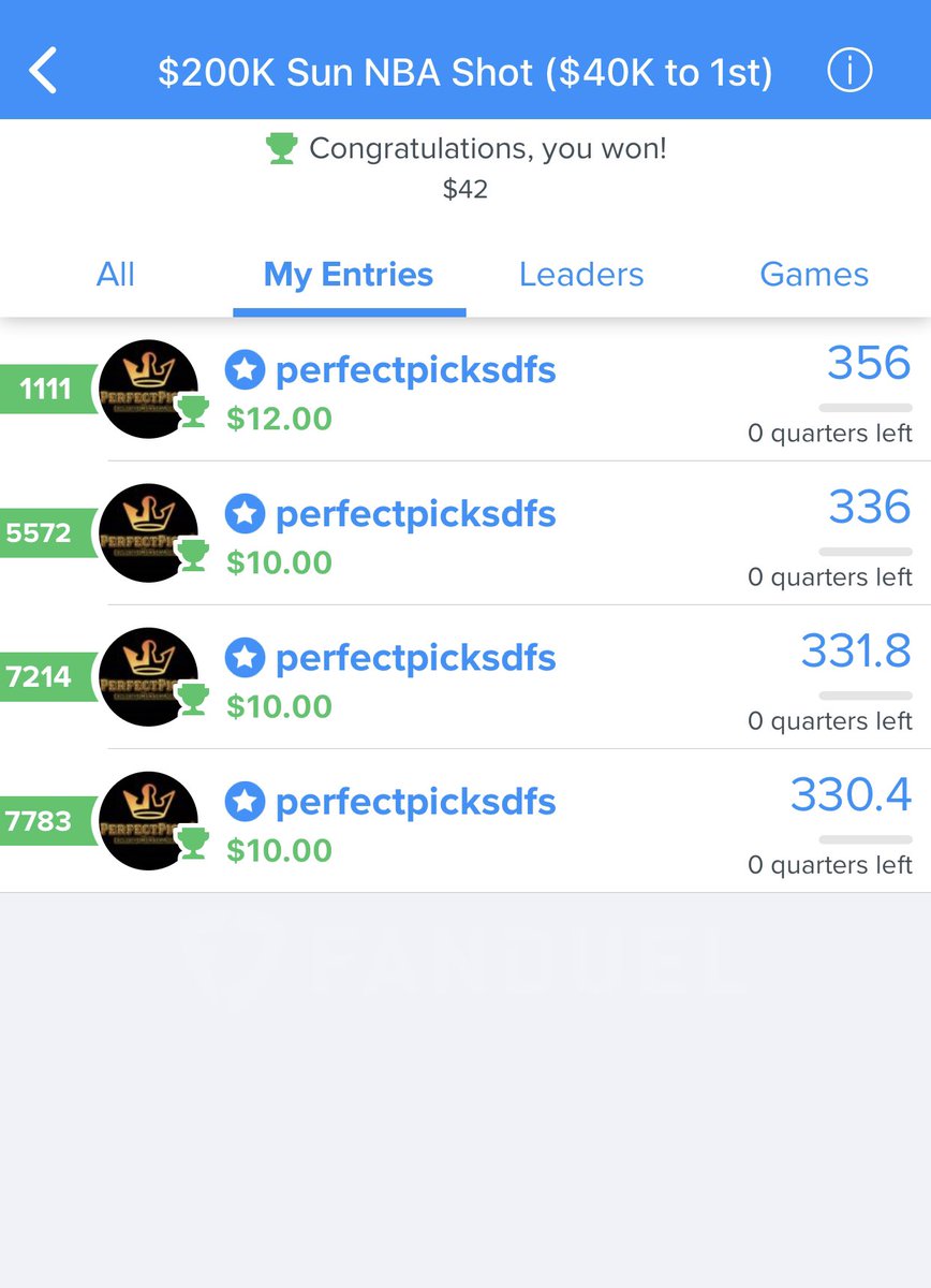 PerfectPicksDFS's tweet image. Solid Sunday of #NBA & #NFL even considering it was one of the most backwards NFL Sunday’s in recent memory. Almost all of the #DFS chalk busted & almost every big favorite ended up losing! Still stayed profitable on the day & went 4/4 on the NBA slate! DM to join us for #MNF!!