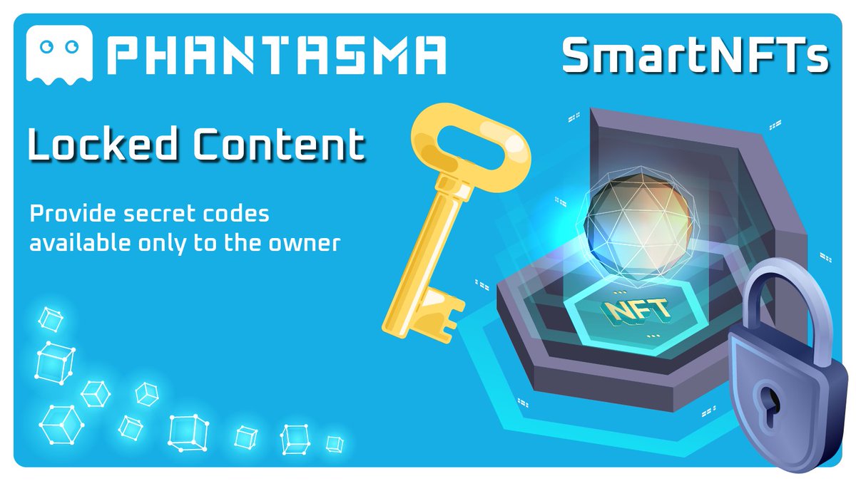PhantasmaChain's tweet photo. Provide secret codes that only the owner of the #NFT can see adding exclusivity and desirability to your #NFTs. Embed a secret URL to access bonus content, unlock special abilities, levels or other content. All possible with our #smartNFT tech. Be #PhantasmaSmart

$SOUL #GameFi https://t.co/brANLsmNTd