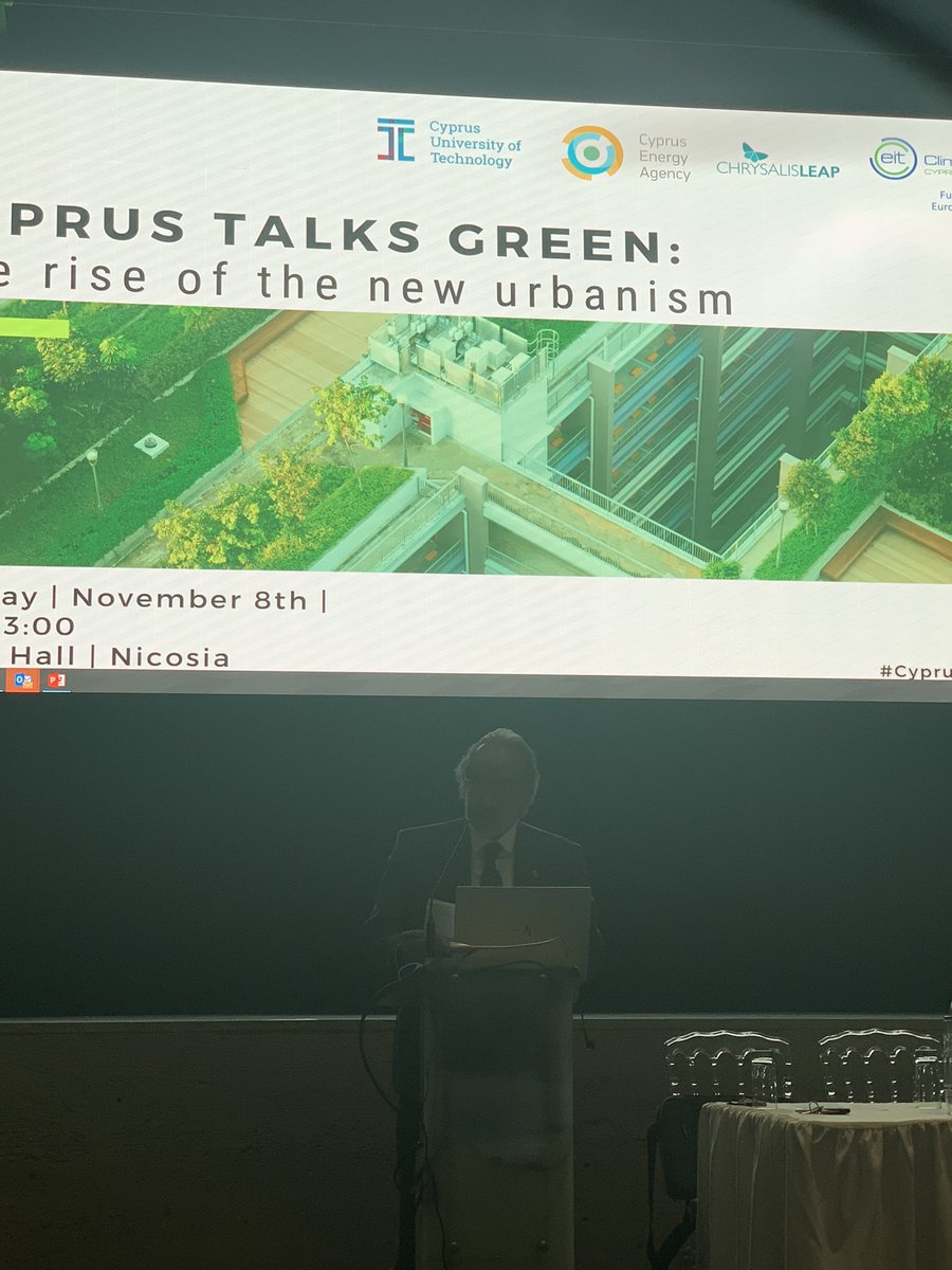 AnthiCharalamb4's tweet photo. Cyprus talks green, opening speech by the OEB chairman @OEBcy and presentation of the @CyprusCircular #urbanism #day #circular #CITY @a_charalambides https://t.co/vwj4qZ4qJn