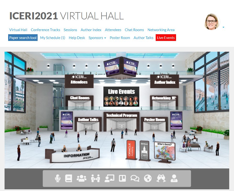 VickiChristoph8's tweet photo. Loving the set up for The 14th International Conference of Education, Research &amp; Innovation @ICERI_Conf #ICERI2021 #educationresearch #conference #virtualconference https://t.co/9o269tejCk