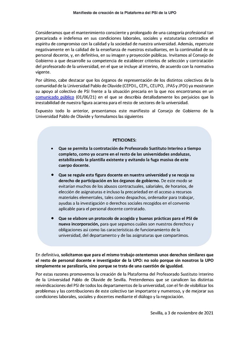 Plataforma Profesorado Sustituto Interino UPO tweet media
