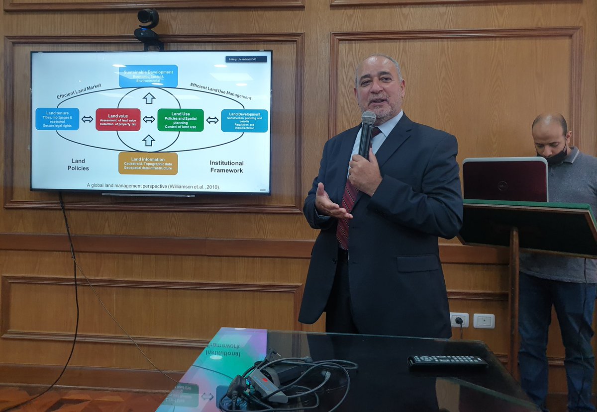 Dr Jamal Gledan presents fit-for-purpose land administration at the Expert Group Meeting on the Role of Land Professionals in advancing Good Land Governance in the Arab Region, organizer by Istidama, <a href="/GLTNArabLand/">Arab Land Initiative</a> <a href="/UNHABITAT/">UN-Habitat</a> <a href="/GLTNnews/">GlobaLandToolNetwork</a>