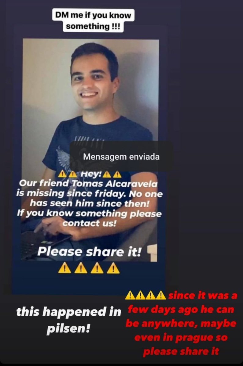 Let's do some magic, Twitter?
Tomás Alcaravela is missing, a medical student in Pilsen, Czech Republic. Since the early hours of Friday, they have not known his whereabouts.
Please contact local authorities if you know anything about him.