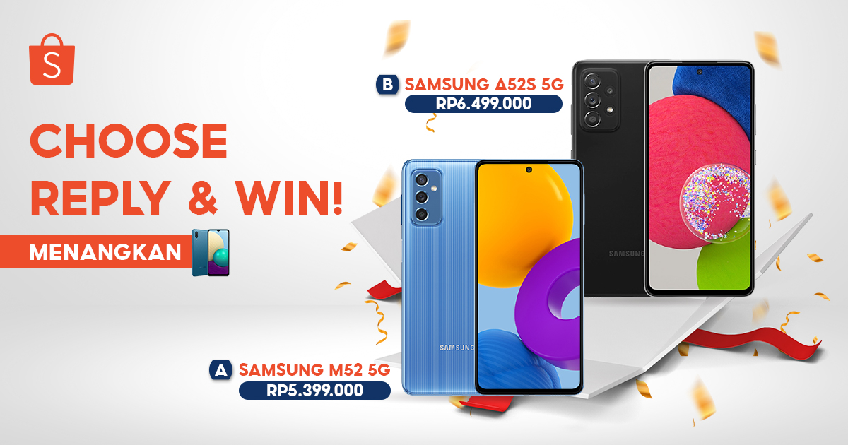 ShopeeID's tweet photo. 🥳 GIVEAWAY SAMSUNG GALAXY M02 🥳

Sobat Shopee, mimin punya SMARTPHONE GRATIS buat kamu! Ini dia caranya:

1. FOLLOW @SHOPEEID 
2. RT &amp; LIKE tweet ini 
3. REPLY '#SeninSeruBarengShope' YANG BANYAAK!

Pemenang dipilih acak &amp; diumumkan tanggal 16 November '21. https://t.co/LY62MW6YH4