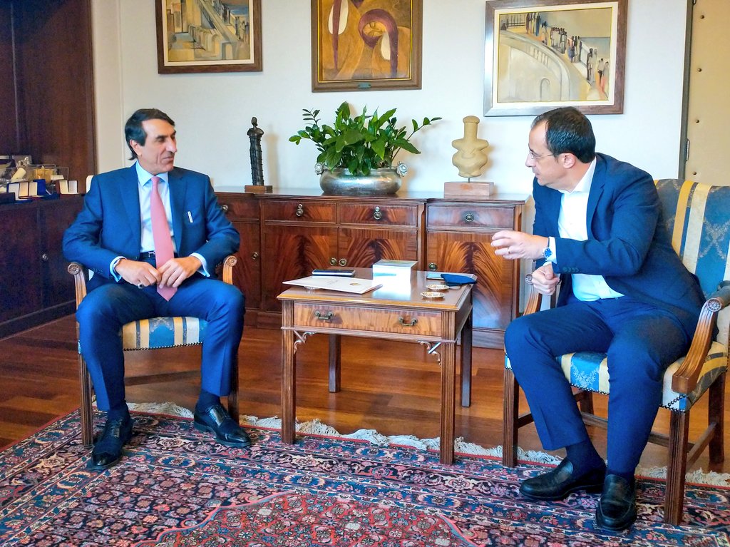 CyprusMFA's tweet photo. FM @Christodulides received the newly accredited Ambassador of the State of #Qatar to the Republic of #Cyprus, Ali Yousuf #AlMulla, for a meeting.
🇨🇾-🇶🇦 #bilateral relations, latest developments in #region and #Cyprob amongst issues discussed. https://t.co/ZFZAWm4k8D
