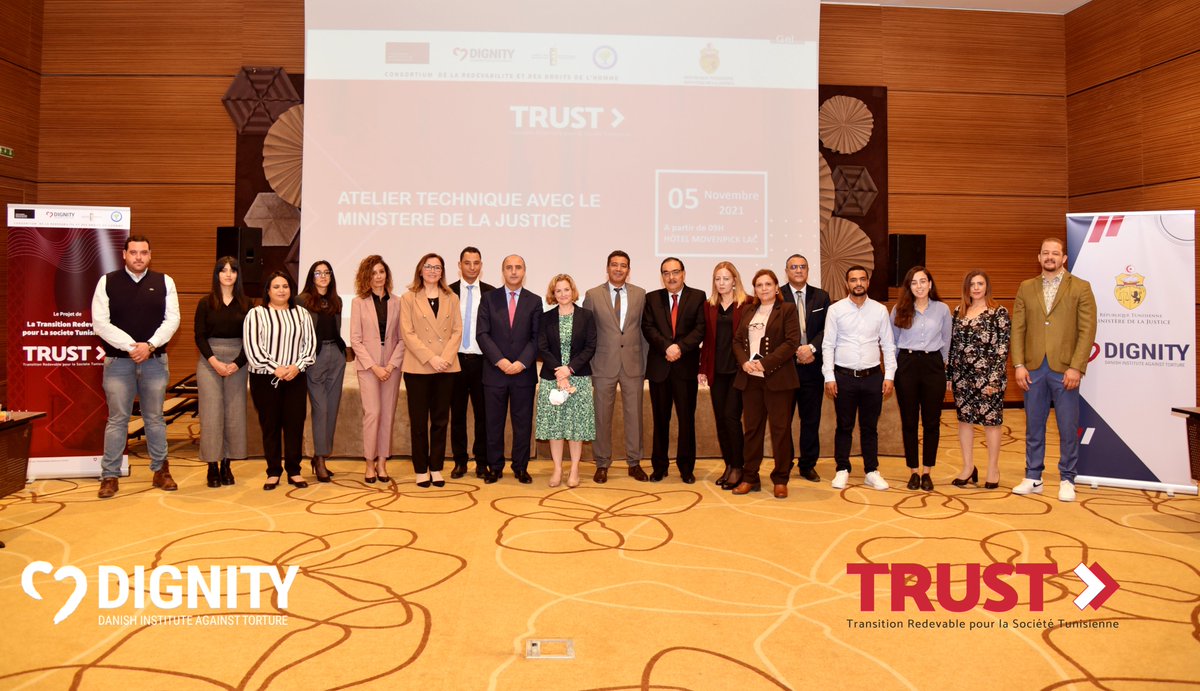 NouhaYef's tweet photo. On November 5th, #DIGNITYDK has organized the first technical workshop with the Tunisian Ministry of Justice and its structures led by the International Cooperation Departement and in collaboration with partners: #KADEM, #EuromedRights, #IDDH, Within the #TRUSTProject https://t.co/kG6v4av1TT