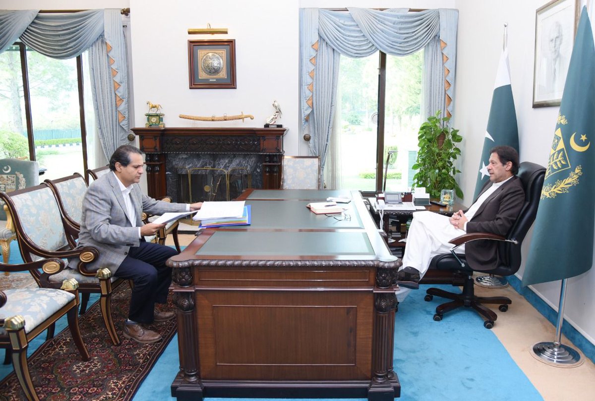 STZAOfficial's tweet photo. Mr. @AmerHashmi2, Chairman of the Special Technology Zones Authority called on Prime Minister Imran Khan at @PakPMO, to brief the PM on the progress being made on #IslamabadTechnopolis, implementing the National roll-out plan &amp; update on the foreign direct investment pipeline. https://t.co/bqiok4wDqu