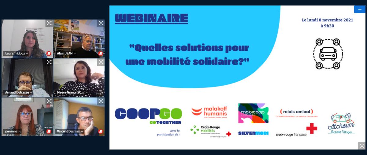En #live du webinaire, pour parler ce matin de #mobilité #solidaire, organisé par <a href="/coopgo_/">COOPGO</a> avec <a href="/CroixRougeMob/">Croix-Rouge Mobilités</a>, <a href="/MalakoffHumanis/">Malakoff Humanis</a>, <a href="/Mobicoop/">Mobicoop - La mobilité partagée</a>, <a href="/SilverMobi/">Silver Mobi</a> et <a href="/Atchoumofficiel/">Atchoum - Mobilité</a>.