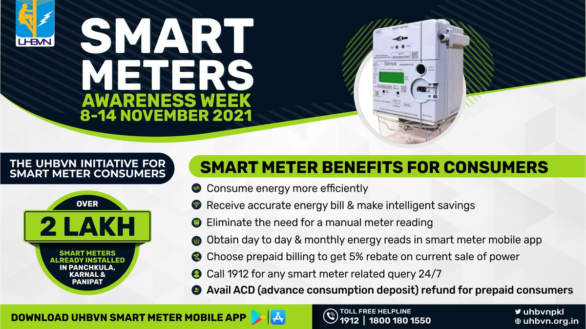 uhbvnpkl's tweet photo. #SmartMeters come up with cutting-edge benefits like seamless bill payments, easy tracking, and prepaid options to help you save pockets at ease.
#UHBVN #SmartMeterAwarenessWeek #Haryana https://t.co/fY0GNK8dgz