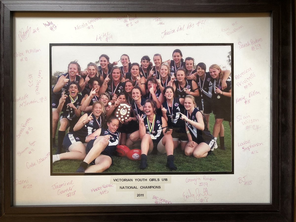 chyloe14's tweet photo. Unpacking a house move can sometimes be a delight. One of my favourite mementos. How many of these young women are now @aflwomens players, coaches &amp; leaders? https://t.co/MJ4xtXX3xX