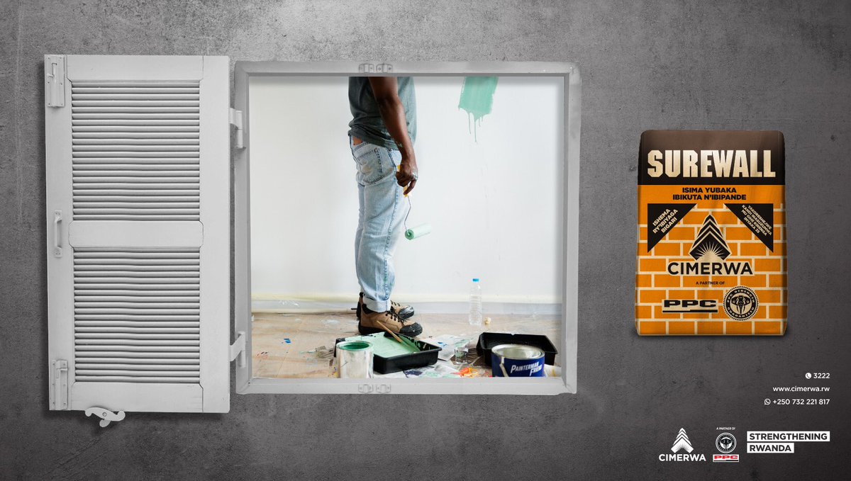 CimerwaPlc's tweet photo. #Surewall is made of expertise and it is smooth. It makes painting feels like a hobby๐งโ๐จ
#CIMERWA #StrengtheningBuildings #RwOT https://t.co/pQFQ1zjzWF