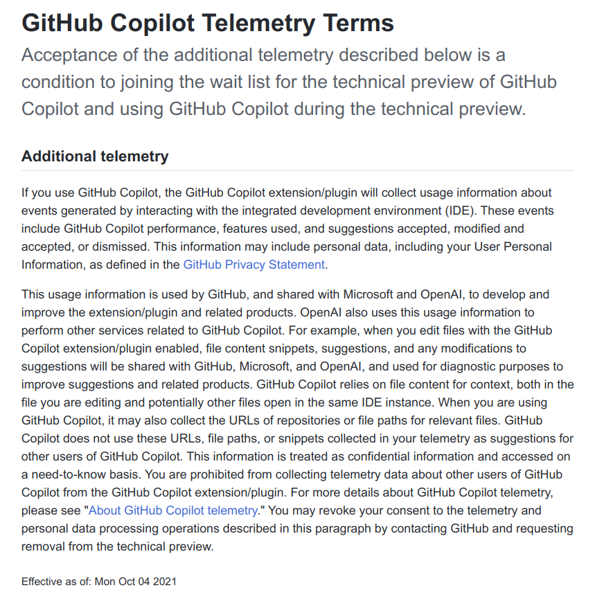 nixcraft's tweet photo. GitHub Copilot Telemetry Terms https://t.co/bjAtt2MHcq It exposes your code to Microsoft. https://t.co/YAFbuqzsUA