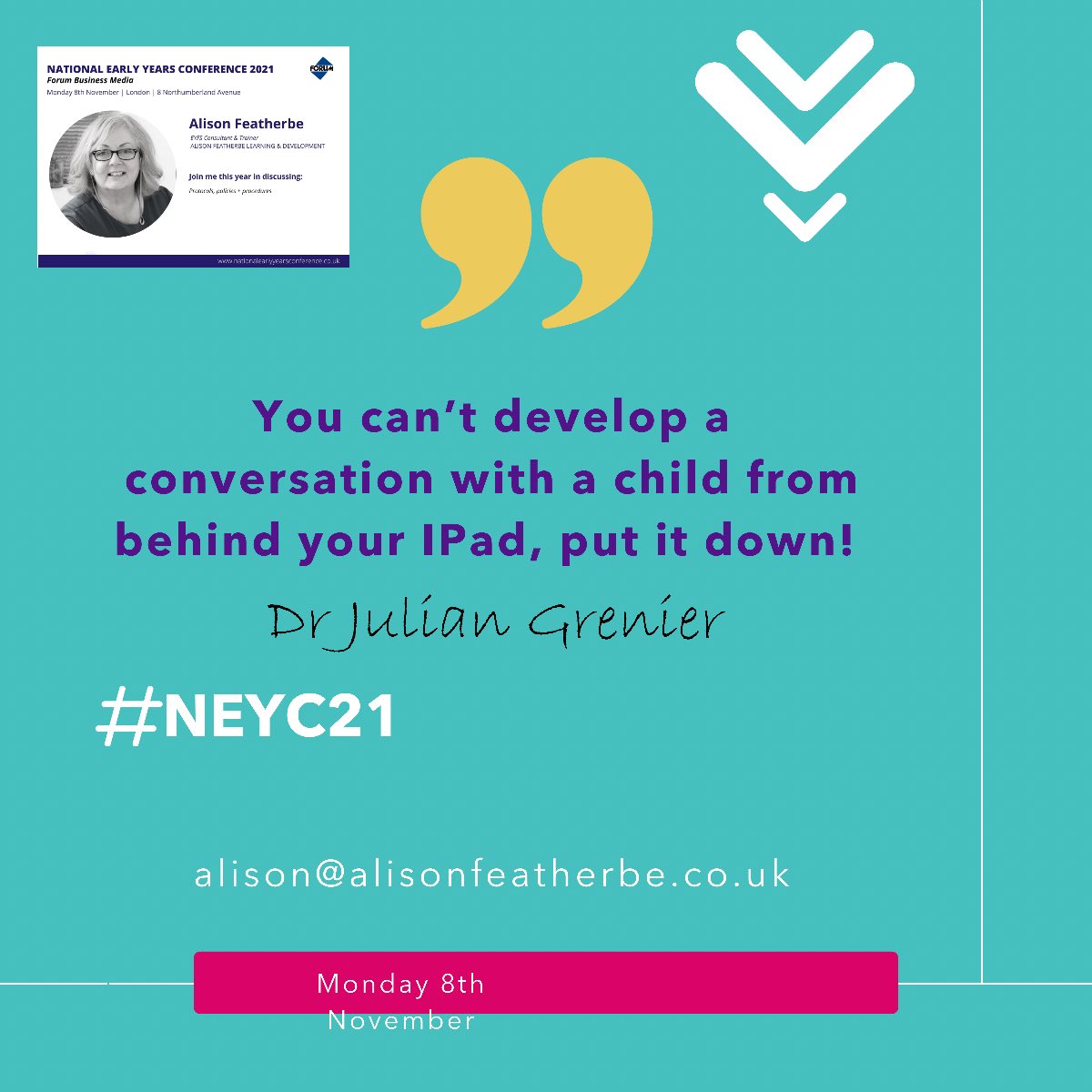 allyfeatherbe's tweet photo. Wise words from ⁦@juliangrenier⁩ #NEYC21 https://t.co/JzIdw24H4Z