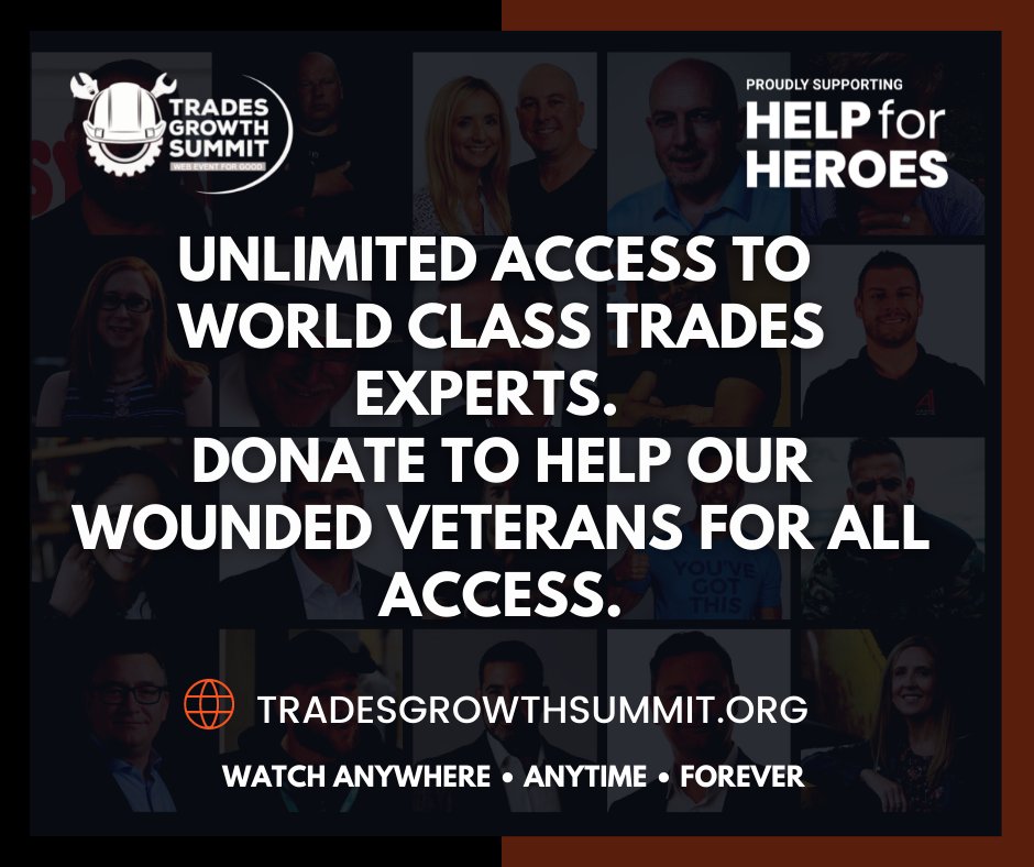 30+ LEADERS share how to build a profitable trades business you deserve!

GET ALL ACCESS BEFORE 15th November! It’s like Netflix for Trades.
In support of <a href="/helpforheroes/">Help for Heroes</a>
tradesgrowthsummit.org

#tradespeople #profit