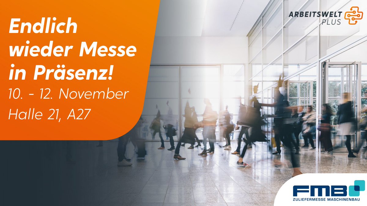 Kommt uns besuchen: Wir sind in dieser Woche auf dem Gemeinschaftsstand vom <a href="/itsOWL_Cluster/">it's OWL</a> auf der <a href="/FMB_Messe/">FMB Messe</a>.

📆 10. - 12. November | Halle 21, A27
📣 Unser Vortrag findet am 12. November um 10.20 Uhr im Forum statt.

🔗 Mehr Infos: bit.ly/3GTNZpt