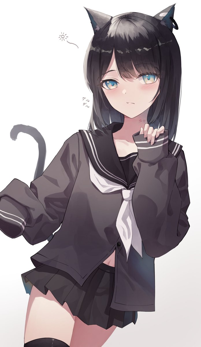 「ぶかぶかセーラーねこみみへそちらミニスカニーソ
#イラスト 」|200°𝐅のイラスト
