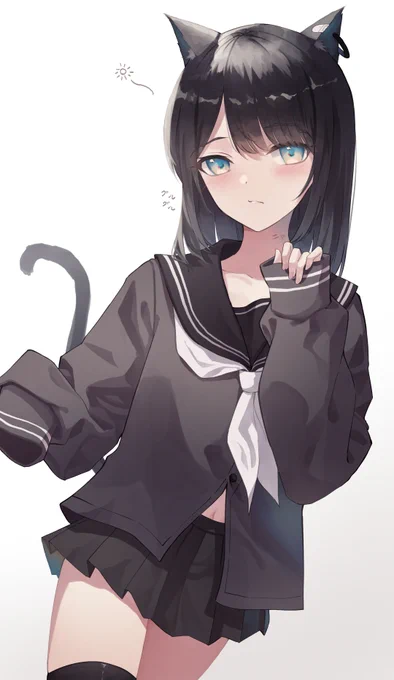 ぶかぶかセーラーねこみみへそちらミニスカニーソ
#イラスト 