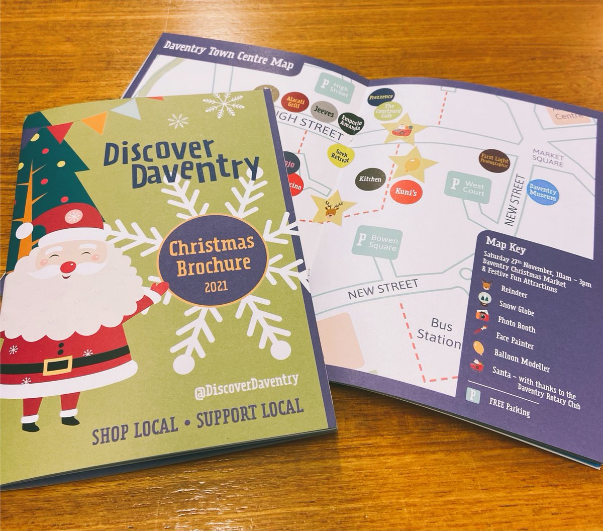 Daventry_TC's tweet photo. Have you got a copy of the #DiscoverDaventry Christmas Brochure 2021 yet? It's bursting with Christmas cheer plus info on family activities & local events.
Grab yourself a free copy from any of the independent shops in town or our offices.
#Supportlocal #Shoplocal #ShopDaventry https://t.co/hMihDLfG4h