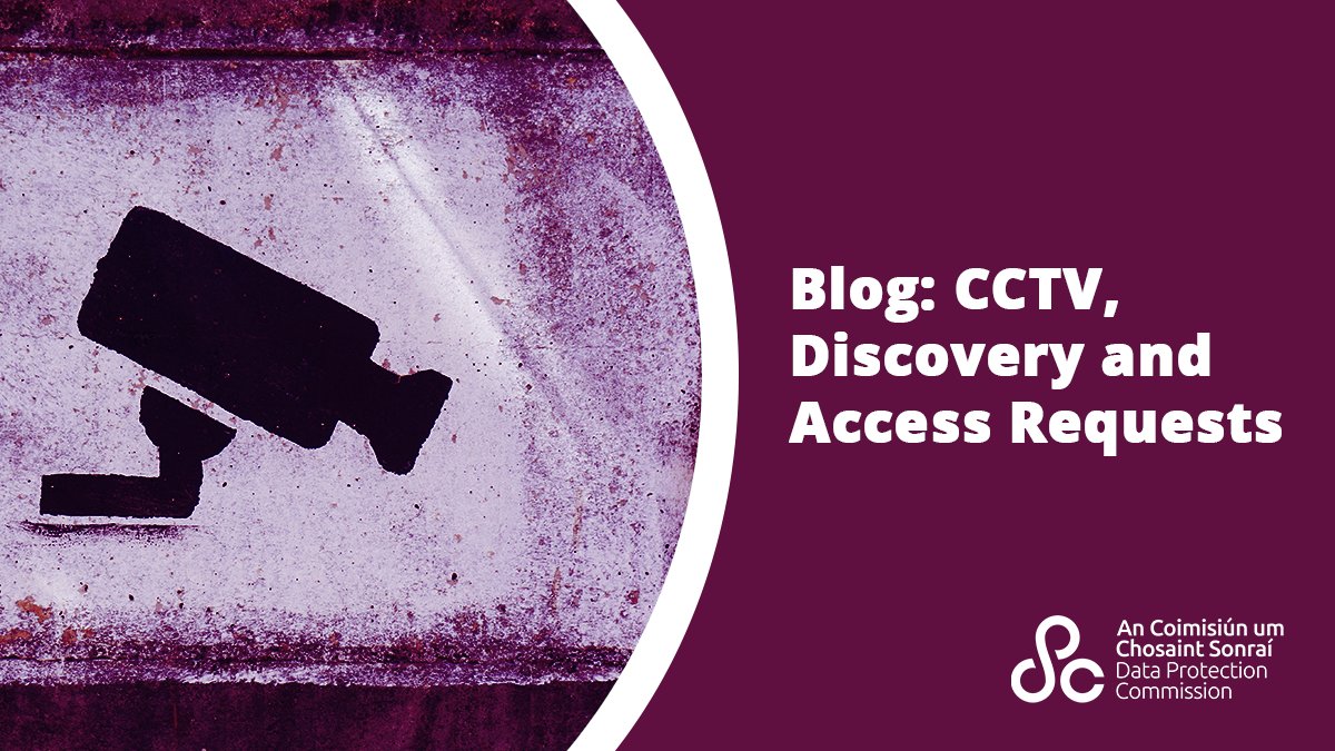 The DPC considers it important to highlight distinctions between access requests and discovery in civil litigation relating to CCTV. For more information on CCTV, Discovery and Access Requests, read our blog: dataprotection.ie/index.php/en/d…