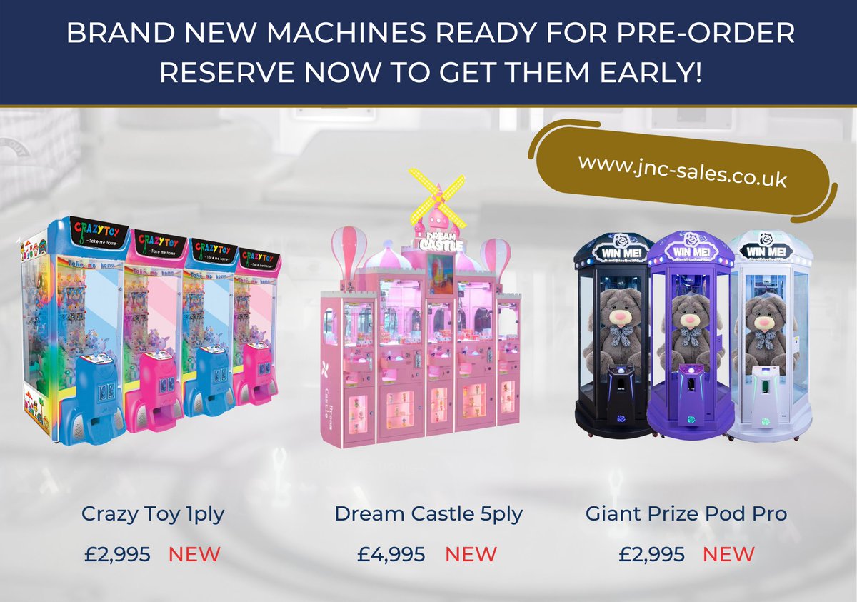 New Crazy Toy cranes, brand new Dream Castle 5ply crane and new Giant Prize Pod Pros all now ready for pre-order. Roll on 2022! #jncsales