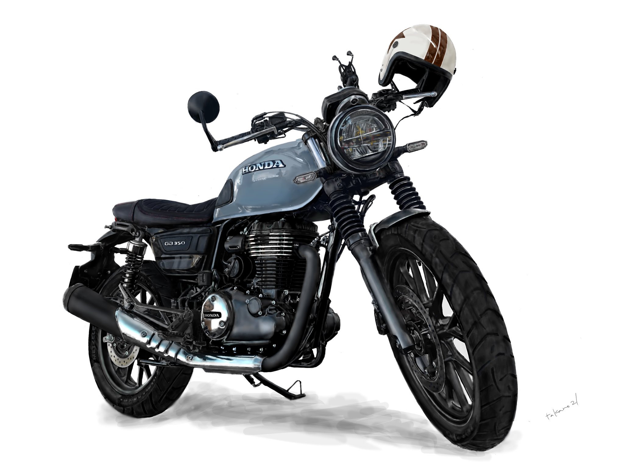 たに 知り合いがかっこいいgb350sで登場したので ハンターカブに続いてバイクの絵を描いてみました F ﾟ ﾟ いやはや渋い 細部まで頑張ったので拡大して見て欲しいです ๑ᴖ ᴖ๑ イラスト 絵描きさんと繫がりたい Gb350 Art みんなで楽しむ