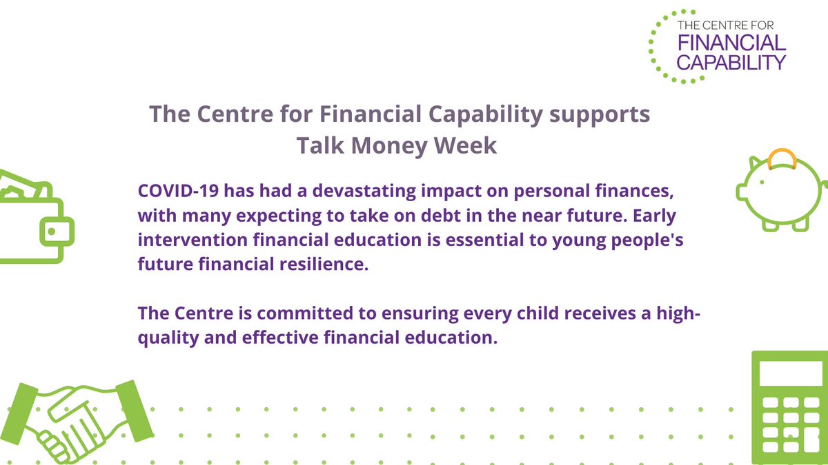 On #TalkMoneyWeek 2021 we are delighted to support <a href="/MoneyPensionsUK/">Money and Pensions Service (MaPS)</a>'s campaign to get the nation having conversations about #money. <a href="/centreforfincap/">The Centre for Financial Capability</a> is committed to working to ensure every child has access to #financialeducation through research and funding of <a href="/KickStart_Money/">KickStart Money</a>.