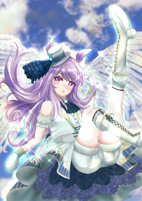 #ウマ娘 
#メジロマックイーン 
#イラスト 
空を駆けるマックイーン✨ 