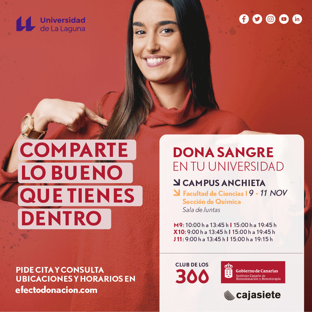 ichhCanarias's tweet photo. Desde mañana, y hasta el jueves 11, estamos en el campus Anchieta de la @ULL (#Tenerife). ¡Anímate a donar!

📲 Pide cita aquí 🔗 https://t.co/Ej5a0QsT8i.

‼️ Antes de pedir cita haz este test y comprueba si puedes donar sangre 🔗 https://t.co/SPhlw3ur4z.

#ÚnetealClubdelos300 https://t.co/hluQ7181Ct