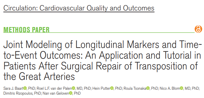 Sara Baart (@sarabaart) on Twitter photo Interested in #jointmodeling for longitudinal/time-to-event data? Our tutorial (<a href="/drizopoulos/">Dimitris Rizopoulos</a> <a href="/GelovenNan/">Nan van Geloven</a> <a href="/hein_putter/">Hein Putter</a>) explains all steps. Includes #rstats code to follow each step bit.ly/3GYkpzb #personalizedprediction #longitudinalstudies #aorticvalve #survivalanalysis Interested in #jointmodeling for longitudinal/time-to-event data? Our tutorial (<a href="/drizopoulos/">Dimitris Rizopoulos</a> <a href="/GelovenNan/">Nan van Geloven</a> <a href="/hein_putter/">Hein Putter</a>) explains all steps. Includes #rstats code to follow each step bit.ly/3GYkpzb #personalizedprediction #longitudinalstudies #aorticvalve #survivalanalysis