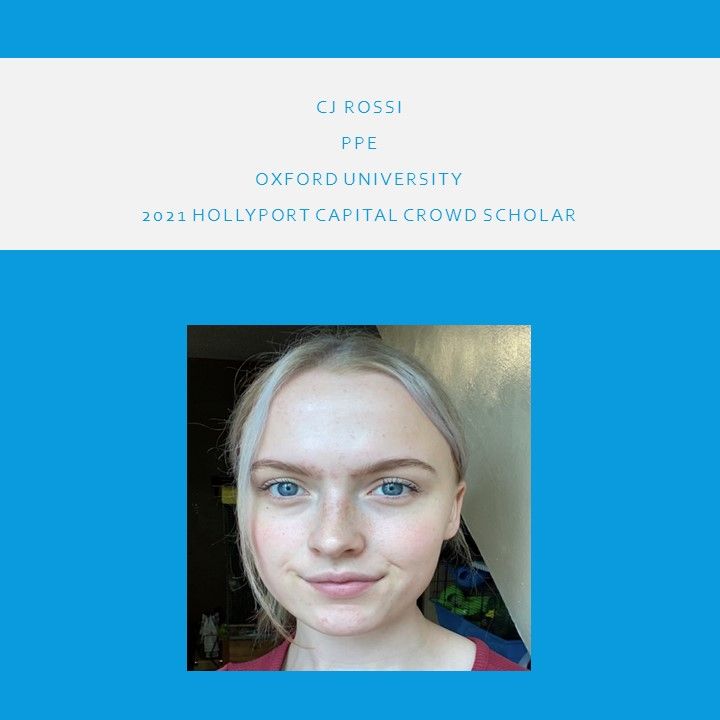 We are very excited to announce CJ Rossi as one of our first #hollyportcapital Crowd Scholars. We wish her the very best of luck as she starts her time at <a href="/UniofOxford/">University of Oxford</a> studying #PPE.

#scholarshipopportunities #scholarship #education  #charity #fundingthefuture #oxforduniversity