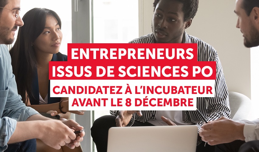 L'Incubateur de Sciences Po lance un nouvel appel à projets pour les #startups. Entraide, réseau, expérience en coaching, ouverture à tous les secteurs - candidatez avant le 8/12 pour profiter de toutes les opportunités offertes par <a href="/SPoEntrepreneur/">L'Incubateur de Sciences Po</a> ➡️bit.ly/308NJT4