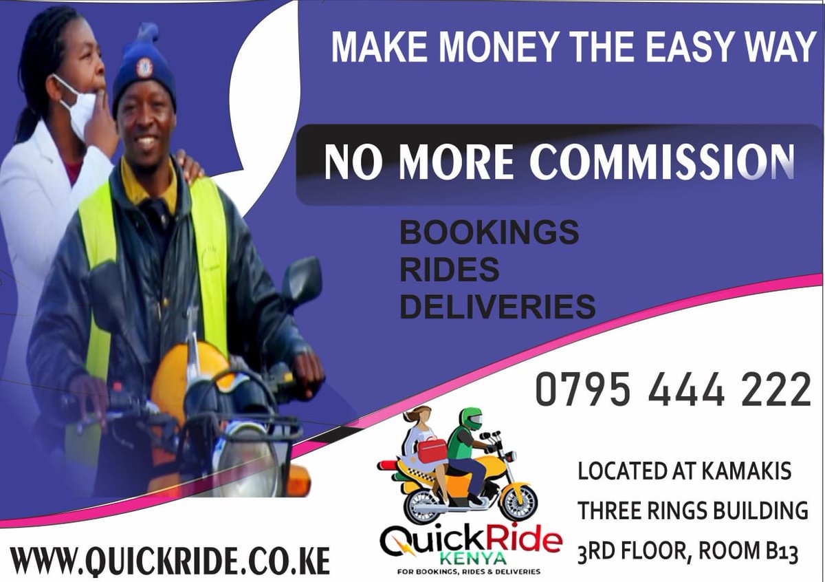 QuickrideK's tweet photo. Get Reliable, safe &amp; fast Boda Boda services by downloading QuickRide Kenya customer app
https://t.co/X7ruNsZVWf
#QuickRideKe https://t.co/2Qq8uvOyWN