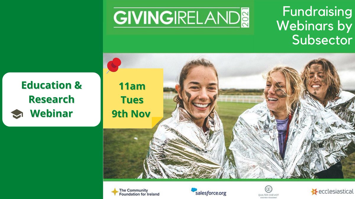 2into3's tweet photo. Do you want to find out more about Education & Research subsector funding? Join #GivingIreland webinar tomorrow, Tues 9th at 11am with @JimMiley @IUAofficial https://t.co/wNE1EDiVX4. Supported by @CommunityFound @salesforceorg @QuilterCheviot @EcclesIRL.
#fundraising #webinar https://t.co/kT8Z467cf4