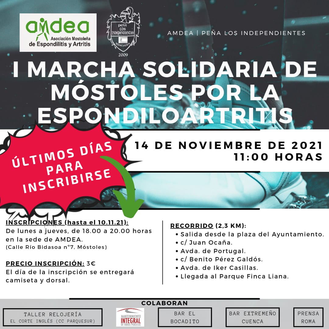 amdea2018's tweet photo. ¿Aún no te has inscrito?

Últimos días para poder hacerlo. 
🚶🏿🧑🏻‍🦯 🧑🏼‍🦽  
Únete a nosotros durante una marcha de 2,3K desde el Ayuntamiento de Móstoles, hasta el Parque Finca Liana. https://t.co/tVaYoSrT8V