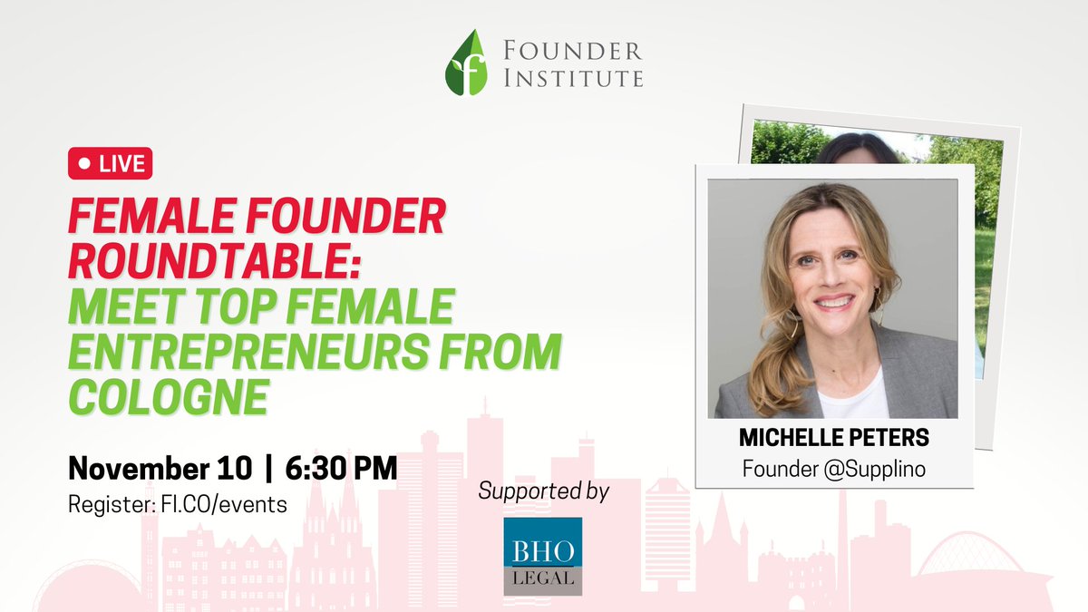 FIcologne's tweet photo. What it's like to be a female entrepreneur in Germany? Michelle Peters, Founder of @supplino and a @fi_frankfurt graduate will share her story and learnings this Wednesday.

🌱 Register on the link to listen and ask your questions: https://t.co/TarOFqER0J https://t.co/IjrquYCZpb