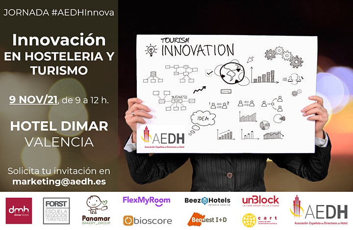 beezhotels's tweet photo. ¡Recuerda! Mañana tenemos Jornada #aedhinnova. ¡Últimas plazas disponibles!
💼 Jornada de Innovación en Hostelería y Turismo #AEDHInnova   
📅 Martes 9 de Noviembre de 09:00 a 12:00
📍 Hotel Dimar (Valencia)
ℹ️ Asistencia gratuita previa inscripción
👉 https://t.co/fbcsYAMq6u https://t.co/FBeV1ee5gU