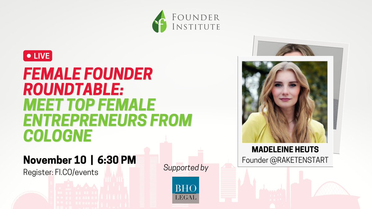 FIcologne's tweet photo. What it's like to be a female entrepreneur in #Cologne? Madeleine Heuts, Founder of @raketenstartde will share her story and learnings this Wednesday.

🌱 Register on the link to listen and ask your questions: https://t.co/TarOFqER0J https://t.co/RdzBEfiOBB