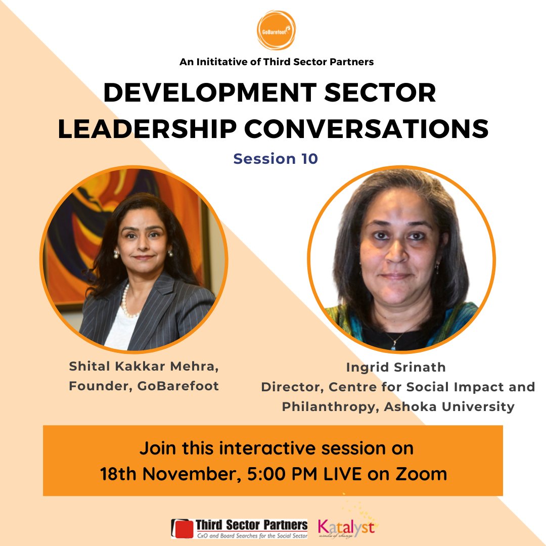 ThirdSectorPart's tweet photo. Join us on 18th November, 5:00 pm LIVE on Zoom for this interactive session.
@gobarefoot_co  @katalyst_india @ShitalKMehra 

Register here - https://t.co/LRE7Pd2VPJ

#ngoindia #ngo #socialimpact #social #Leadership #genderinequality #youngleaders #ashokauniversity #Philanthropy https://t.co/J2mnUFVUff