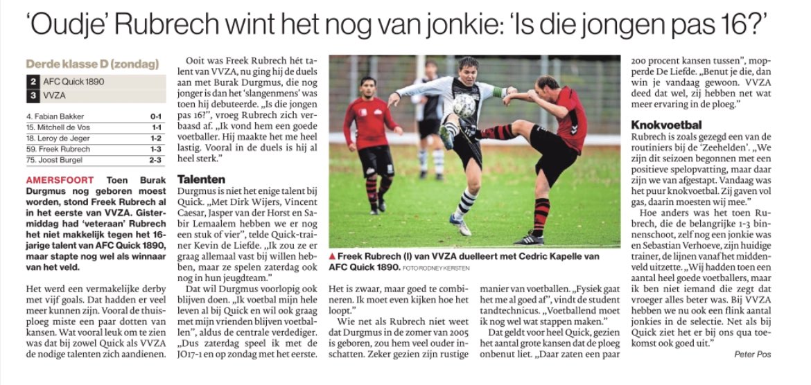 vvzaamersfoort's tweet photo. Ons “oudje” @freekrubrech in het @adacredactie vandaag! 

Ziet er nog hartstikke flexibel uit hoor Freek! 

#indekrant #AD #voetbal #derby @Quick1890 https://t.co/ZgLvSSjSrs
