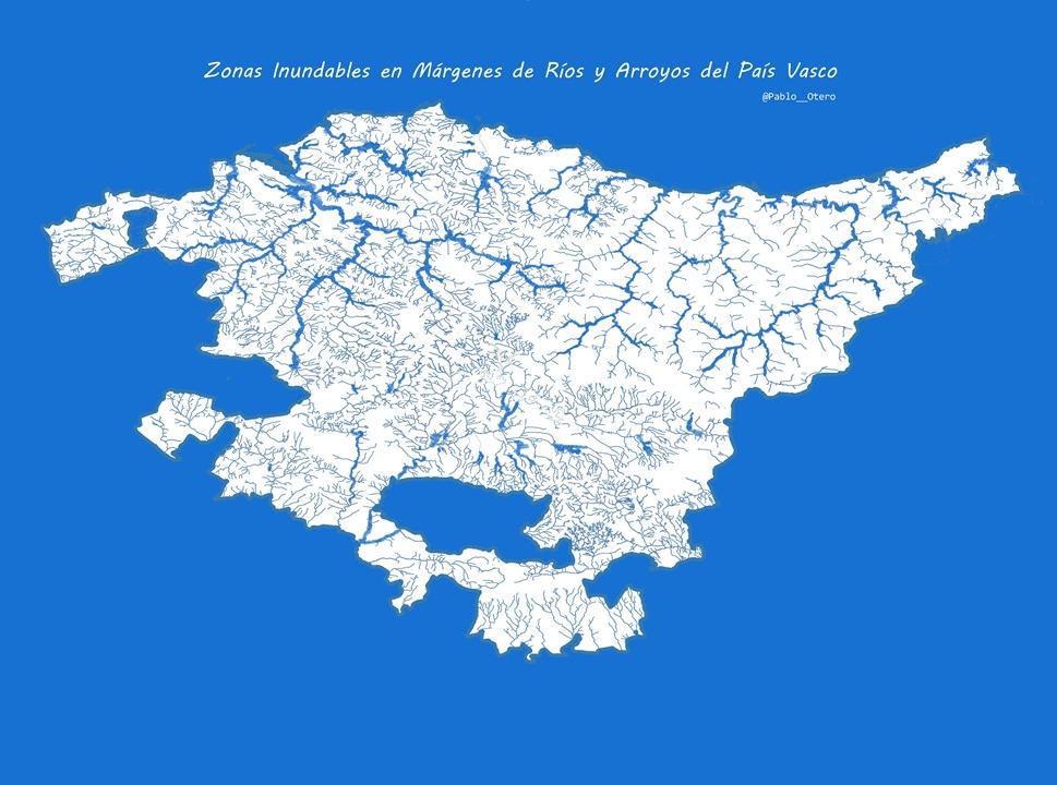 Pablo__Otero's tweet image. #30DayMapChallenge 
#8Blue

Cursos fluviales (ríos y arroyos) de País Vasco con las áreas de inundación periódica cada 10, 100 y 500 años.