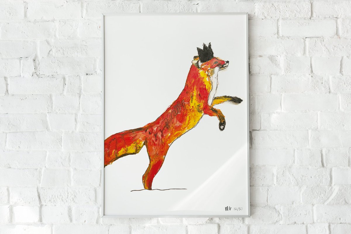 Excited to share the latest addition to my #etsy shop: Fox with Black Crown Jumping Giclée Prints etsy.me/3mTWb19 #white #orange #unframed #bedroom #animal #vertical #fox #foxes #jump