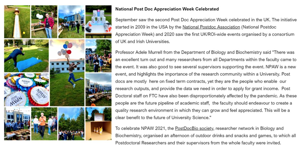 PDocLifeSciBath's tweet photo. What a successful turn out! Our NPAW 2021 event in the October Faculty of Science Update!!!
#PostDocBioBath 
#LovePostdocs
#CelebratePostdocs
#npaw2021 
#BiosciencesBath https://t.co/ljvb2skymV