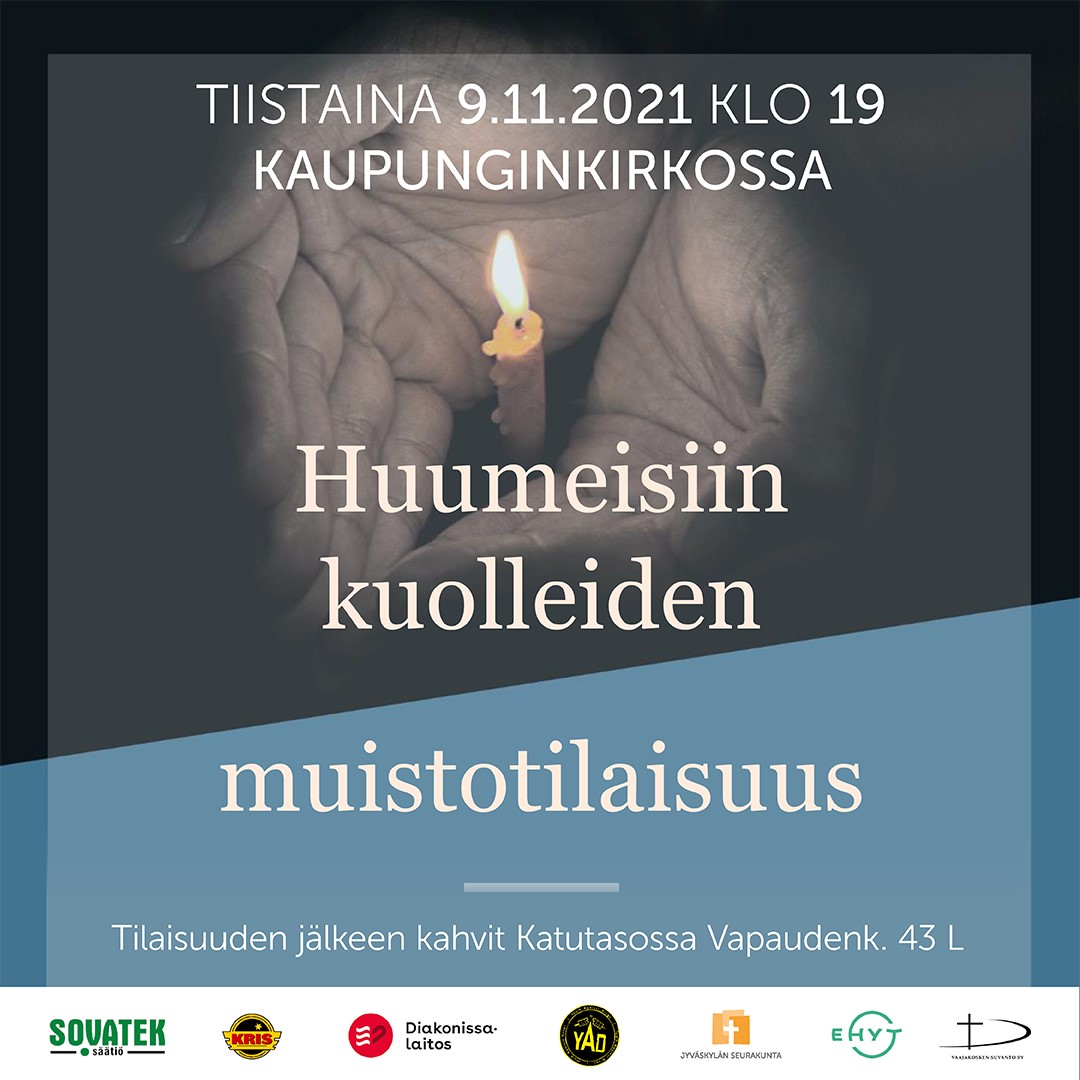 TukialusJ's tweet photo. Olet tervetullut muistamaan poismennyttä läheistä ja hiljentymään kaupunginkirkkoon. 
Tilaisuuden jälkeen kahvit Katutasossa Vapaudenkatu 43 L.
Chat klo20-22 YAD Discord yadin-avoin-kuumalinja-kanavalla
#vaiettumenetys #suru #päihdekuolema #huumeet #Jyväskylä https://t.co/4jU1zY7EiN