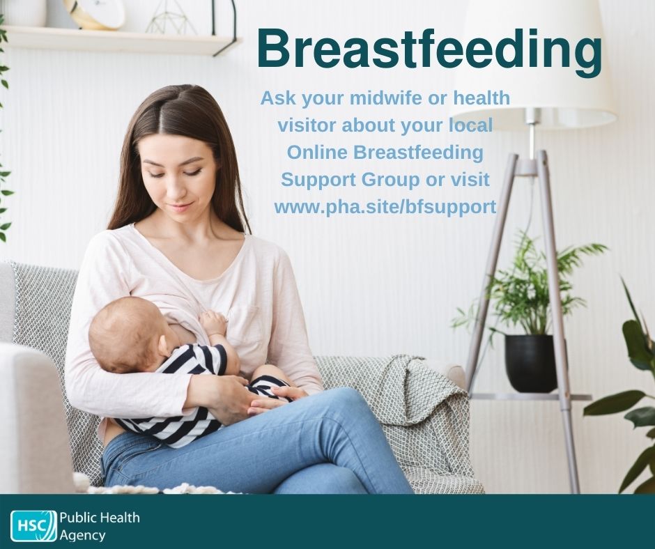 There are online Breastfeeding Support Groups available right across Northern Ireland. Ask your midwife or health visitor about your local Online Breastfeeding Support Group or visit pha.site/bfsupport #breastfeedingsupport