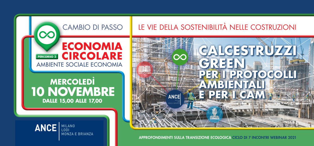 AnceMilano's tweet photo. 🗓️10 novembre ore 15.00
#Calcestruzzi green della nuova gamma #EcoBuild, progettati per rispondere ai #CAM e ai protocolli ambientali, protagonisti del #webinar con @Italcementi e @Calcestruzzi.
Programma e iscrizione 👉 https://t.co/nEqWbSTikm
#sostenibilità #economiacircolare https://t.co/MIGvNPdumB