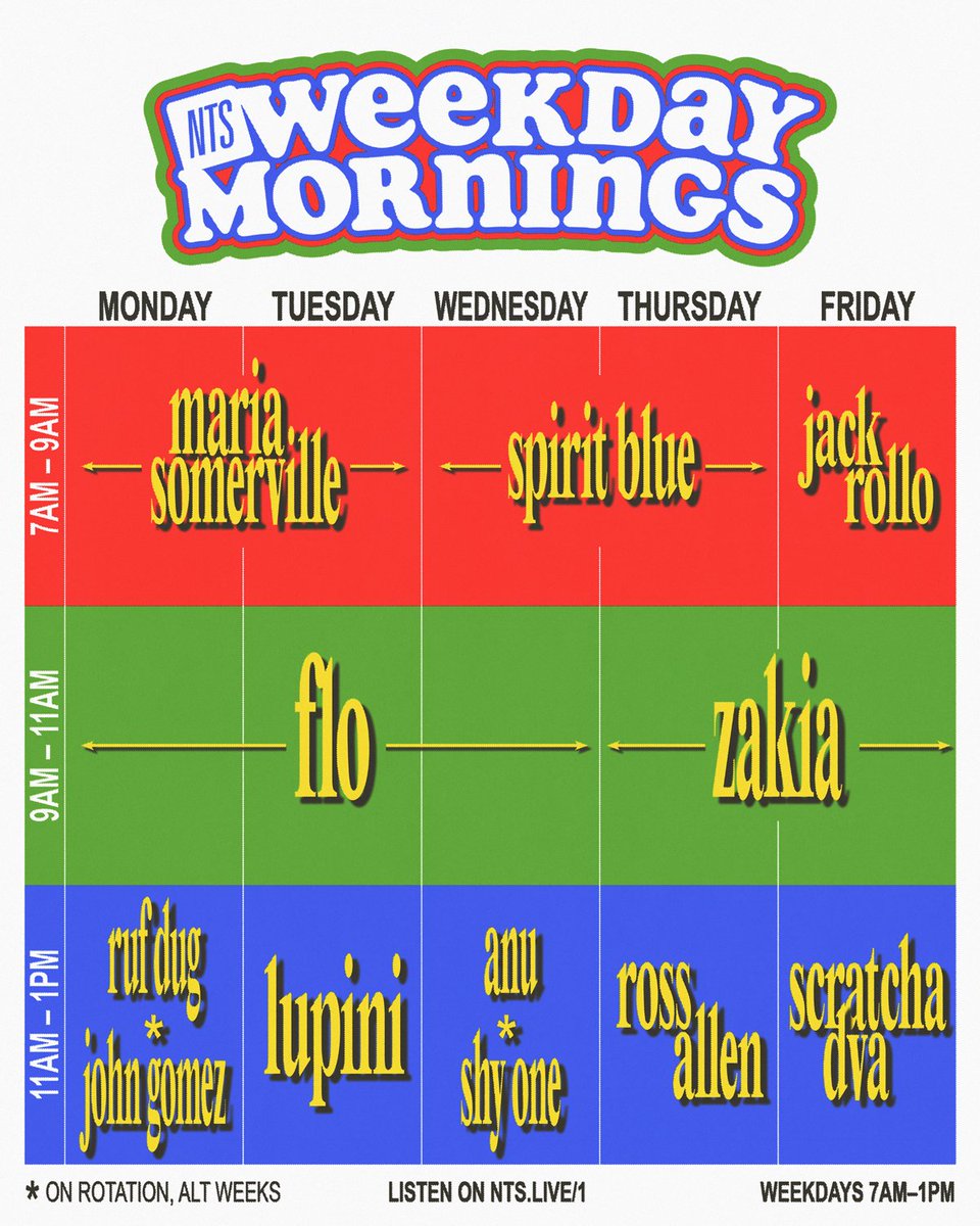 NTSlive's tweet photo. Welcome to the new Weekday Mornings on NTS 🌞 https://t.co/kB10xdDS9n