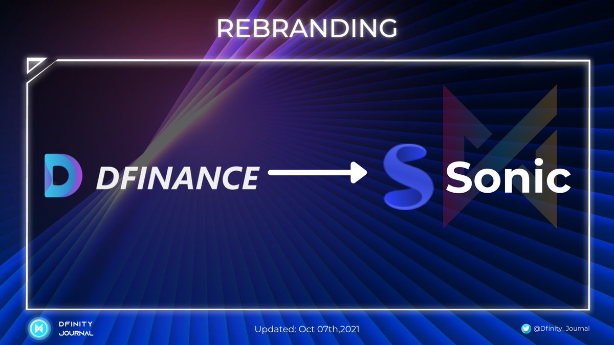 Rebrand from #Dfinance to <a href="/sonic_ooo/">Sonic</a>
SONIC = Swaps on IC

<a href="/psychedelicDAO/">Psychedelic</a> <a href="/dfinity/">DFINITY Foundation</a> <a href="/dominic_w/">dom williams.icp ∞</a>

#Dfinity $ICP #Sonic #SwapsonIC #Rebranding