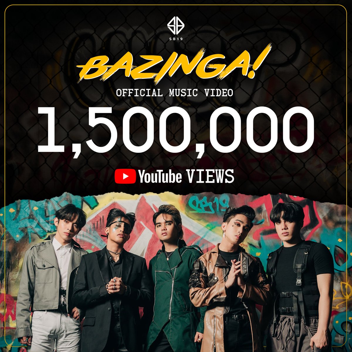 SB19Official's tweet photo. 🎉 #SB19BazingaMVRoadTo2Million

The BAZINGA MV has reached 1.5M views?? Thank you a million and five A'TIN! 💙

Stream the music video here:
https://t.co/HejVdrHRrI

#SB19 #SB19_Bazinga https://t.co/V0pwS6tr6i
