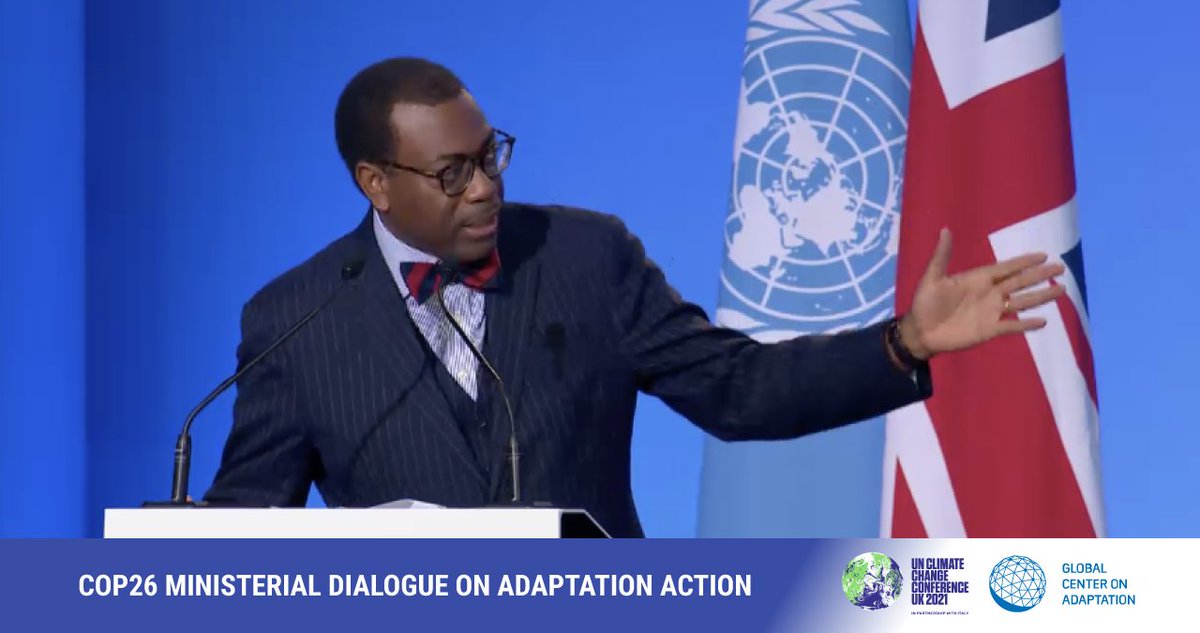 "The Africa Adaptation Acceleration Program is the largest, boldest and most transformative climate adaptation ever put forward for Africa," said <a href="/AfDB_Group/">African Development Bank Group</a> President <a href="/akin_adesina/">Dr. Akinwumi A. Adesina, CON, CGH</a> at the <a href="/COP26/">COP26</a> Ministerial Dialogue on #AdaptationAction.

More on #AAAP: bit.ly/Adapt4Africa