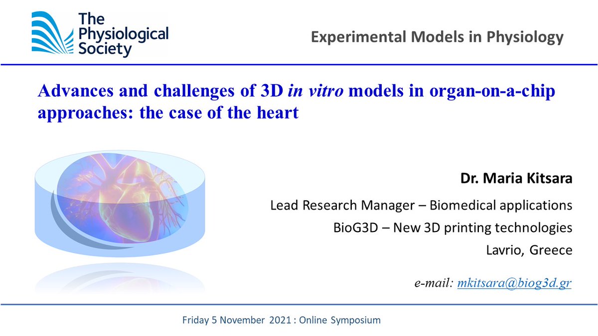 It was a mere pleasure to participate in the symposium “Experimental models in physiology” organized by @ThePhySoc 
My talk revolved around #invitro #cardiac models, a work that was mostly carried out at @IBPS_Paris @Sorbonne_Univ_ 
#physiology #heart #organonachip #3DModel